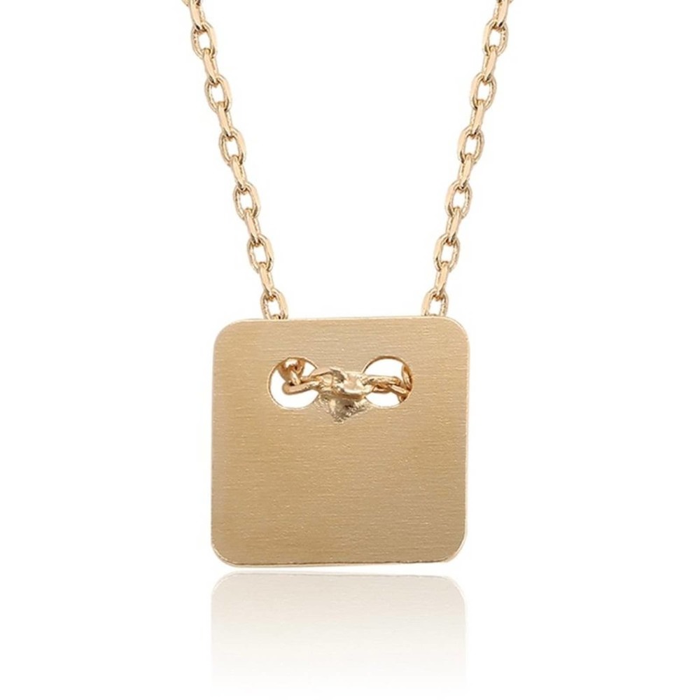 Square Gold Pendant Necklace 18k Gold Plated - Picture 1 of 7